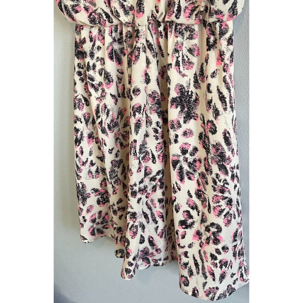 LUSH Womens Strappy Blouson Mini Dress Small Cheetah Print Lined - Picture 5 of 12